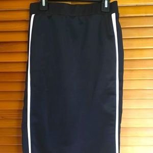 Jersey Midi pencil skirt Stretch Waist black skirt